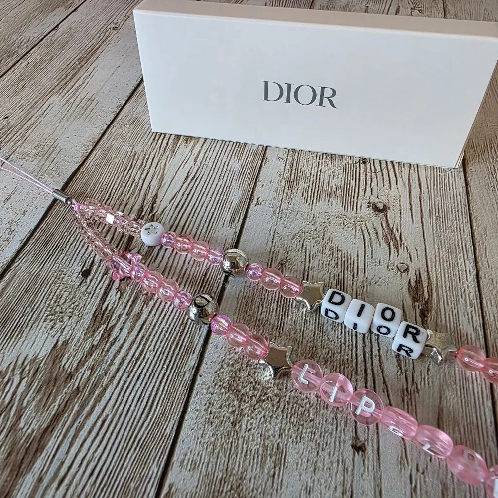 Dior Pink Beaded Phone Charm